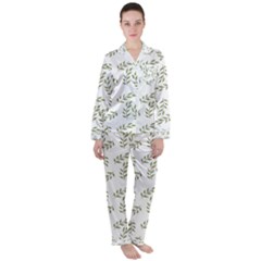 Leaves Wallpaper Leaf Nature Background Women s Long Sleeve Satin Pajamas Set	