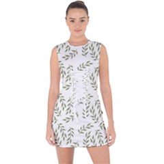 Leaves Wallpaper Leaf Nature Background Lace Up Front Bodycon Dress