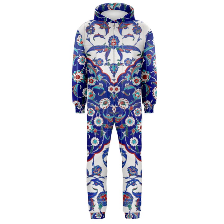 Art Pattern Design Blue Old Style Hooded Jumpsuit (Men)