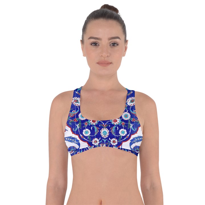 Art Pattern Design Blue Old Style Got No Strings Sports Bra