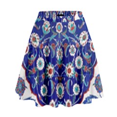 Art Pattern Design Blue Old Style High Waist Skirt