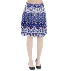 Art Pattern Design Blue Old Style Pleated Skirt