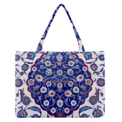 Art Pattern Design Blue Old Style Zipper Medium Tote Bag by Jancukart