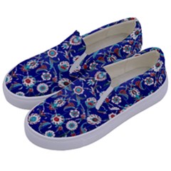 Art Pattern Design Blue Old Style Kids  Canvas Slip Ons by Jancukart