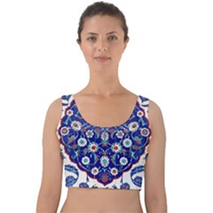 Art Pattern Design Blue Old Style Velvet Crop Top