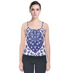 Art Pattern Design Blue Old Style Velvet Spaghetti Strap Top