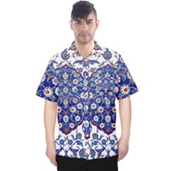 Art Pattern Design Blue Old Style Men s Hawaii Shirt