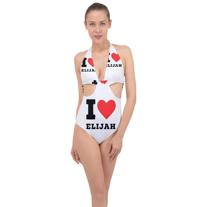 I love elijah Halter Front Plunge Swimsuit