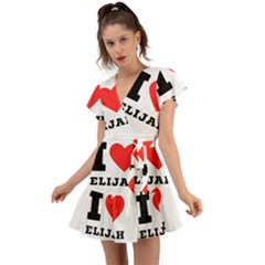 I Love Elijah Flutter Sleeve Wrap Dress by ilovewhateva