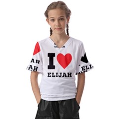 I Love Elijah Kids  V-neck Horn Sleeve Blouse by ilovewhateva