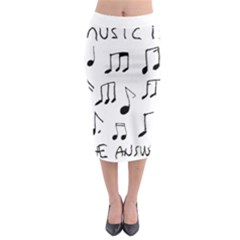 Music Is The Answer Phrase Concept Graphic Midi Pencil Skirt by dflcprintsclothing