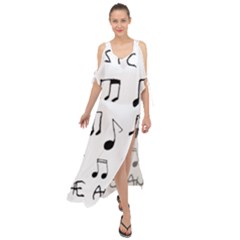 Music Is The Answer Phrase Concept Graphic Maxi Chiffon Cover Up Dress by dflcprintsclothing