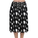 Hearts Snowflakes Black Background Velvet Flared Midi Skirt View1