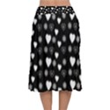 Hearts Snowflakes Black Background Velvet Flared Midi Skirt View2