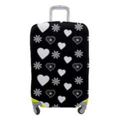 Hearts Snowflakes Black Background Luggage Cover (small) by Jancukart