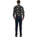 Hearts Snowflakes Black Background Men s Long Sleeve Pocket Shirt  View2