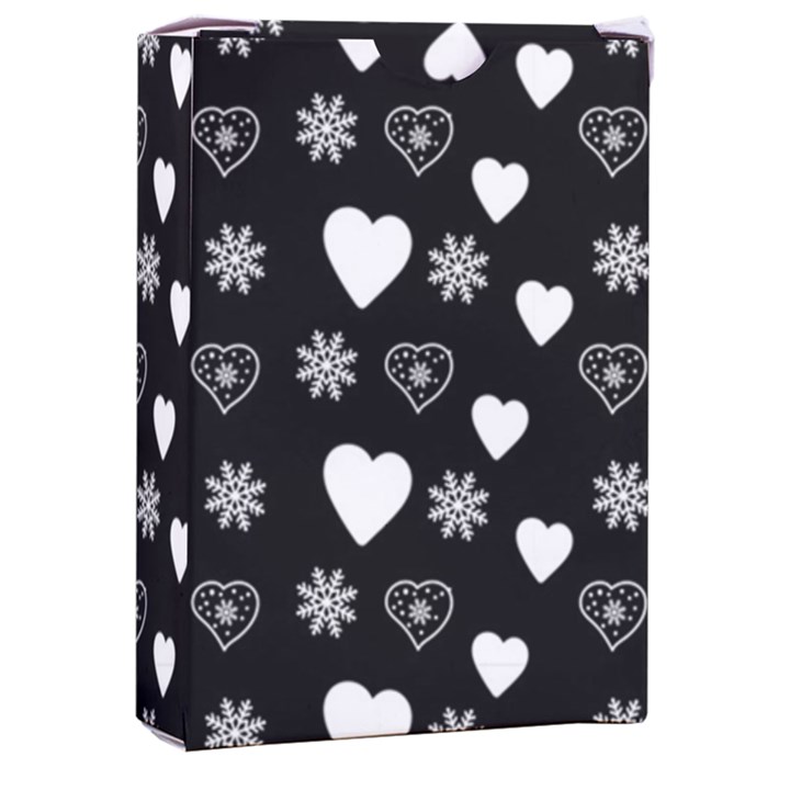 Hearts Snowflakes Black Background Playing Cards Single Design (Rectangle) with Custom Box