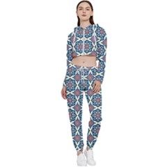 Mandala Seamless Background Texture Cropped Zip Up Lounge Set