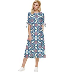 Mandala Seamless Background Texture Bow Sleeve Chiffon Midi Dress