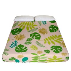 Tropical Leaf Leaves Palm Green Fitted Sheet (queen Size) by Jancukart