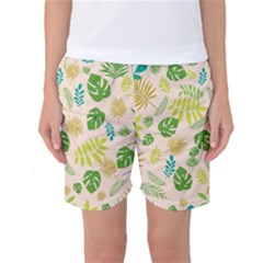 Tropical Leaf Leaves Palm Green Women s Basketball Shorts