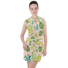 Tropical Leaf Leaves Palm Green Drawstring Hooded Dress