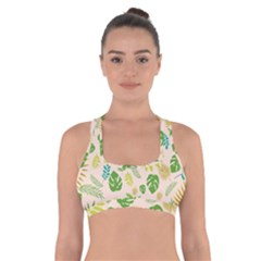 Tropical Leaf Leaves Palm Green Cross Back Sports Bra