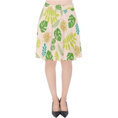 Tropical Leaf Leaves Palm Green Velvet High Waist Skirt