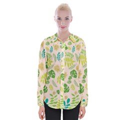 Tropical Leaf Leaves Palm Green Womens Long Sleeve Shirt