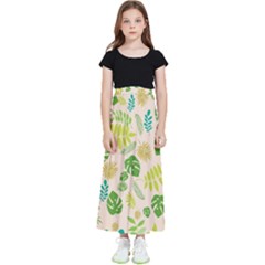 Tropical Leaf Leaves Palm Green Kids  Flared Maxi Skirt