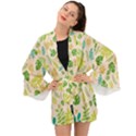 Tropical Leaf Leaves Palm Green Long Sleeve Kimono View1