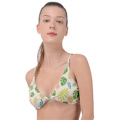 Tropical Leaf Leaves Palm Green Knot Up Bikini Top by Jancukart