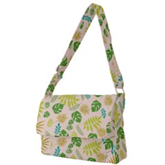 Tropical Leaf Leaves Palm Green Full Print Messenger Bag (l)