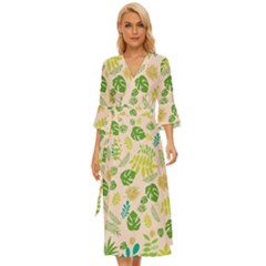 Tropical Leaf Leaves Palm Green Midsummer Wrap Dress by Jancukart