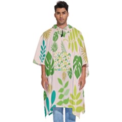 Tropical Leaf Leaves Palm Green Men s Hooded Rain Ponchos by Jancukart