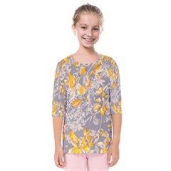 Fabric Floral Background Kids  Quarter Sleeve Raglan Tee