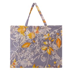 Fabric Floral Background Zipper Large Tote Bag