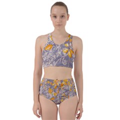 Fabric Floral Background Racer Back Bikini Set