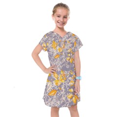 Fabric Floral Background Kids  Drop Waist Dress