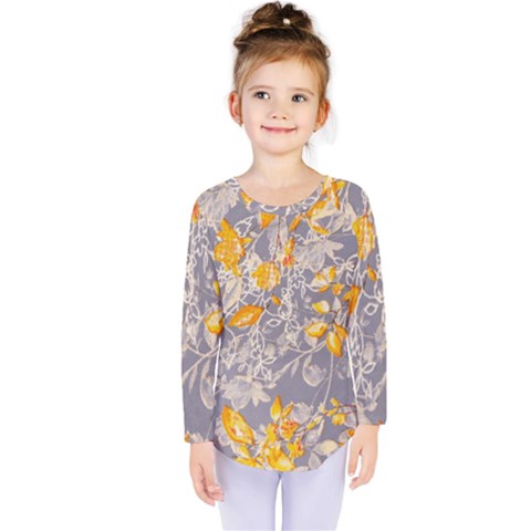 Fabric Floral Background Kids  Long Sleeve Tee by Jancukart