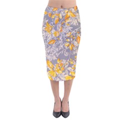 Fabric Floral Background Velvet Midi Pencil Skirt