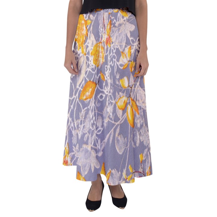 Fabric Floral Background Flared Maxi Skirt