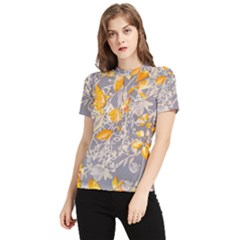 Fabric Floral Background Women s Short Sleeve Rash Guard