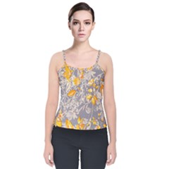 Fabric Floral Background Velvet Spaghetti Strap Top