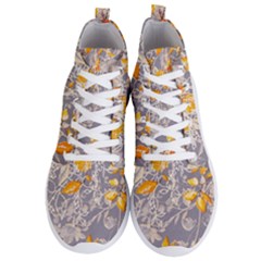 Fabric Floral Background Men s Lightweight High Top Sneakers