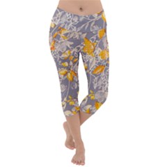 Fabric Floral Background Lightweight Velour Capri Yoga Leggings