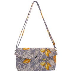 Fabric Floral Background Removable Strap Clutch Bag