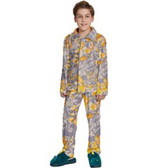 Fabric Floral Background Kids  Long Sleeve Velvet Pajamas Set