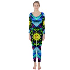 Abstract Kaleidoscope Digital Long Sleeve Catsuit