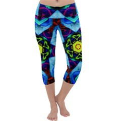 Abstract Kaleidoscope Digital Capri Yoga Leggings